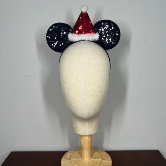 🎄 Santa Hat Mickey Ears | Disney-Inspired Unisex Christmas Mouse Ears Headband - Picture 2 of 5